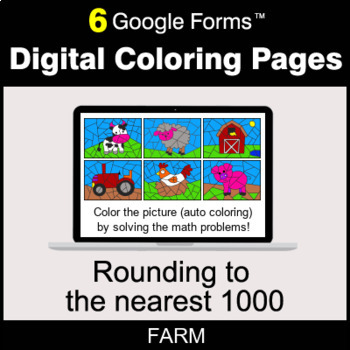 Preview of Rounding to the nearest 1000 - Digital Coloring Pages | Google Forms