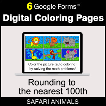 Preview of Rounding to the nearest 100th - Digital Coloring Pages | Google Forms