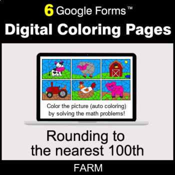 Preview of Rounding to the nearest 100th - Digital Coloring Pages | Google Forms