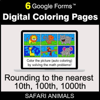 Preview of Rounding to the nearest 10th, 100th, 1000th - Digital Coloring Pages