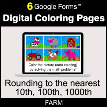 Preview of Rounding to the nearest 10th, 100th, 1000th - Digital Coloring Pages