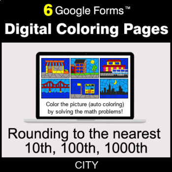 Preview of Rounding to the nearest 10th, 100th, 1000th - Digital Coloring Pages