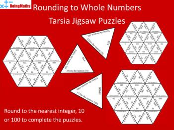 Preview of Rounding to the nearest integer, 10 and 100 Tarsia Jigsaw Puzzles - Maths
