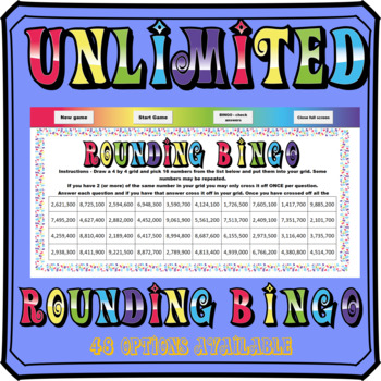 Preview of Rounding to the nearest 10, 100, 1000 up to 10 million unlimited BINGO