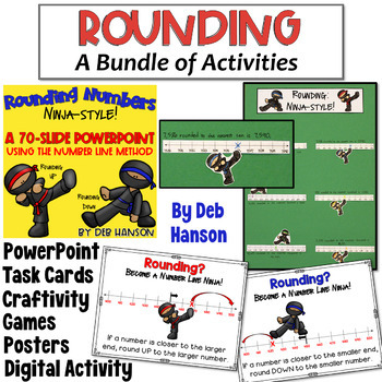Preview of Rounding using Number Lines: A Bundle of Activities with Posters and Task Cards