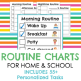 Routine Charts for home/school/daycare with 55 personalized tasks