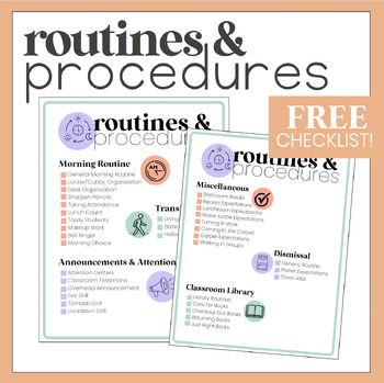 Preview of Routines & Procedures Checklist