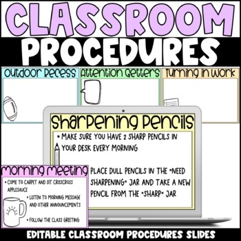 Preview of Routines & Procedures | Editable Slides | Back to School | Classroom Management