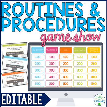 Preview of Routines & Procedures Game Interactive | Editable Jeopardy | Back to School