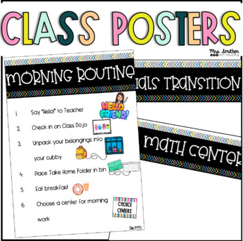 Preview of Routines and Class Rules - Posters Template - Classroom Management {Editable}