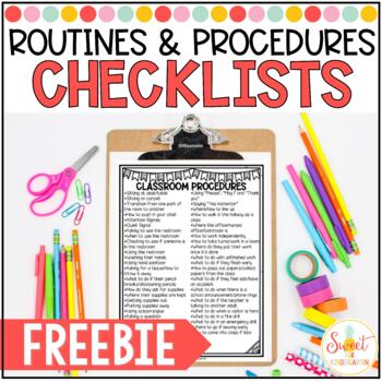 Preview of Free Routines and Procedures Checklist for Back to School