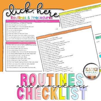 Preview of Routines and Procedures in the Classroom Checklist | Classroom Management
