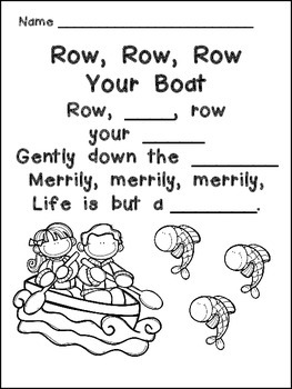 Row, Row, Row Your Boat Book, Poster, & MORE- Kindergarten Nursery Rhymes