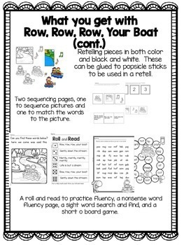 Row Row Row Your Boat Nursery Rhyme Activities by 180 Days of Reading