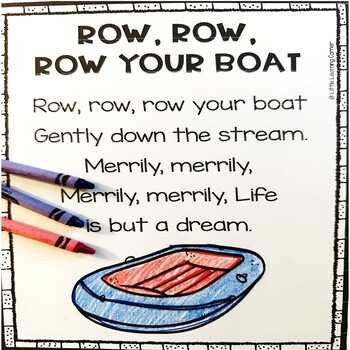 Row, Row, Row Your Boat - Printable Nursery Rhyme Poem for ...