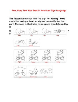 Preview of Row, Row, Row Your Boat in American Sign Language