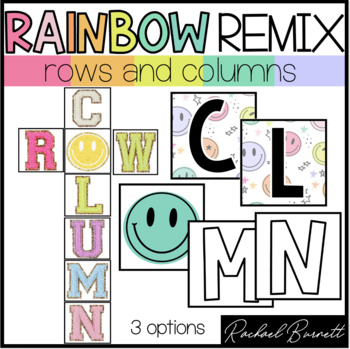 Preview of Row and Column Posters // Rainbow Remix 90's retro rainbow classroom decor