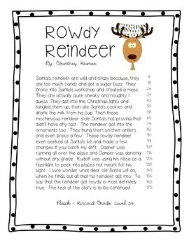 Rowdy Reindeer Christmas Fluency Passage & Comprehension Activities