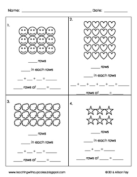 Rows and Columns Groups Repeated Addition by Teaching with Cupcakes
