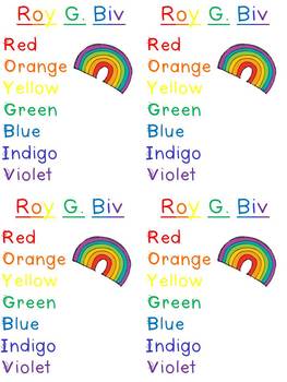 colors of the rainbow roygbiv