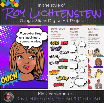 Preview of Roy Lichtenstein Digital Art Project - Interactive Google Slides Art Lesson
