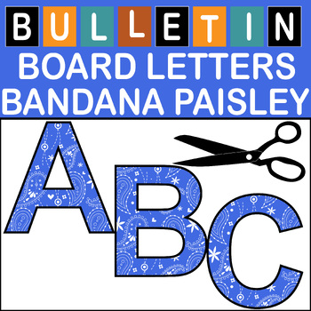 Preview of Royal Blue Bandana Paisley Bulletin Board Letters Classroom Decor (A-Z a-z 0-9)