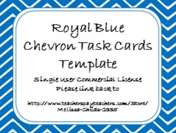 Preview of Royal Blue Chevron Task Card/Scoot Card Templates
