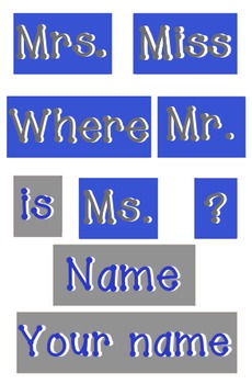 Preview of Royal Blue and Gray - WORDS for your Where is the counselor sign - Primer Dots