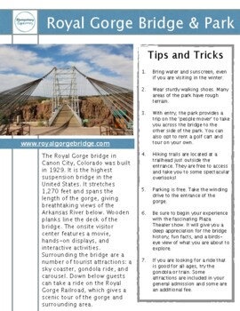 Preview of Royal Gorge Bridge & Park | Virtual Field Trip | Suspension Bridge STEM Activity