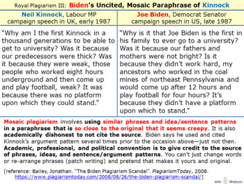 Royal Plagiarism III: Joe Biden's Uncited, Mosaic Paraphrase of Neil Kinnock