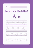 Royal Purple Minimalist Monogram Trace The Letter Worksheet