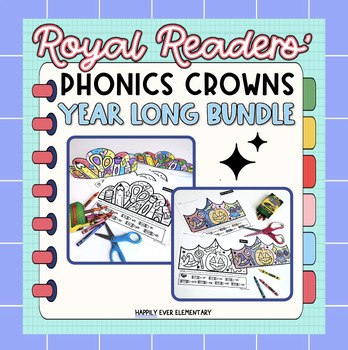 Preview of Royal Readers Phonics Crowns BUNDLE Color by Spelling Patterns Practice