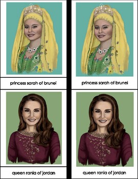 Preview of Royals Around the World Montessori Four Part Cards