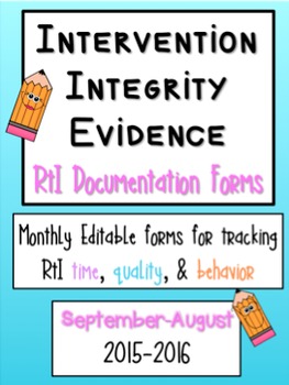 Preview of RtI Integrity Evidence Forms