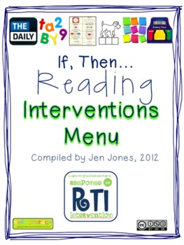 Preview of RtI: Response to Intervention "If, Then" Reading Interventions Menu