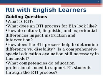 Preview of RtI with English Learners Professional Development PowerPoint Presentations