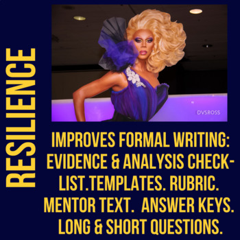 Preview of RuPaul's Resilience- Evidence & Analysis- Listen, Short Answer, & Paragraph