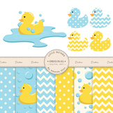 Rubber Duck Clip Art & Digital Paper Set - Rubber Ducks Cl