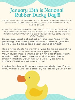 Preview of Rubber Ducky Day (editable and fillable resource)