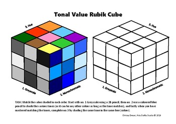 Rubik Cube Tonal Value Drawing Worksheet By Arty Crafty Studio Tpt