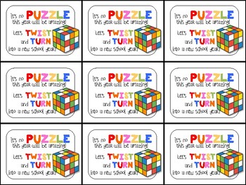Preview of Rubik's Cube (Speed Cube) Beginning of Year Gift Tag