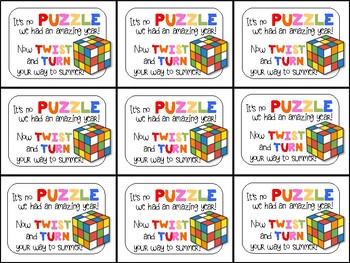 Preview of Rubik's Cube (Speed Cube) End of Year Gift Tag