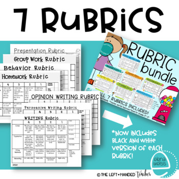 Preview of Writing Rubrics (3), Homework, Groups, Behavior and Presentation: BUNDLE