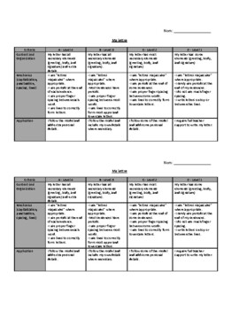 Preview of French Rubric: Ecrire une lettre/Letter writing