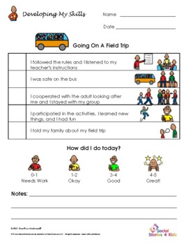 Preview of Rubric: Going On A Field Trip - Colour