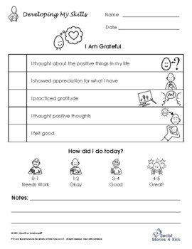 Rubric: I Am Grateful - Black and White by Social Stories 4 Kids