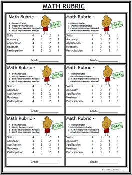 Preview of Rubric: Math Class Work, Activities, Group/Partner Work