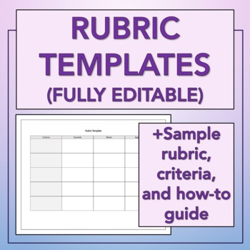 Rubric Template Editable By Ela Source Teachers Pay Teachers