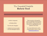 The Essential Printable Rubric Tool: 6 Column Headers & 3 