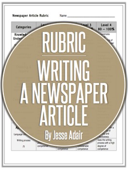 Preview of Rubric: Writing A Newspaper Article